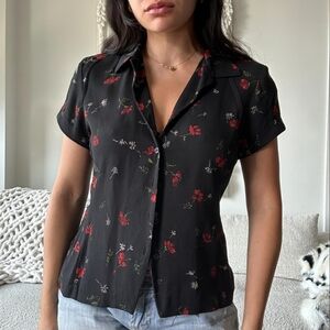 90s vintage silk Jones New York floral button blouse